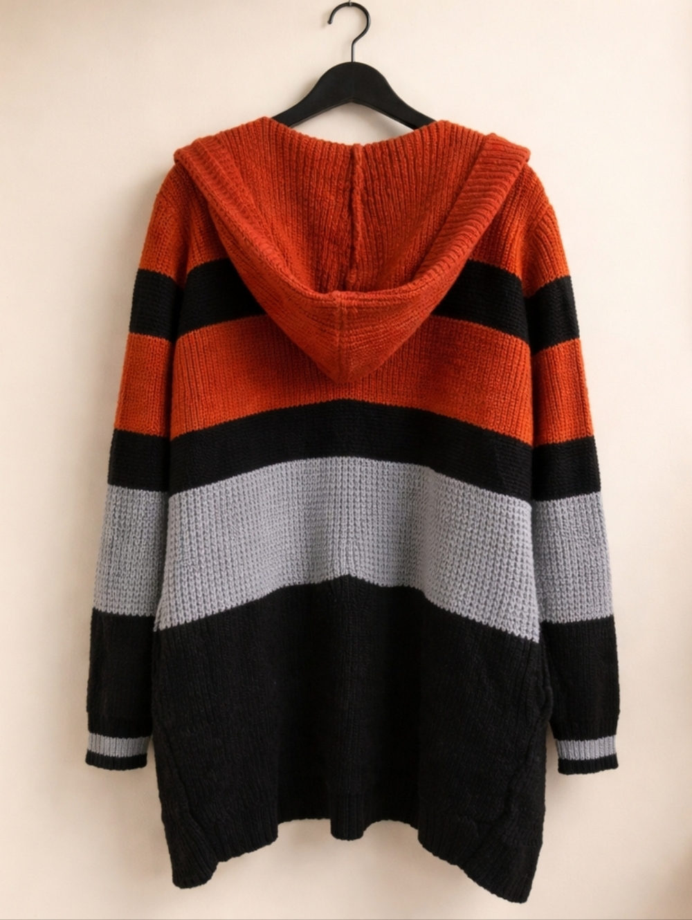 No Boundaries Striped Sweater - Black, Gray, Orange - Picture 2 of 8